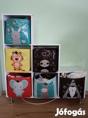 Eladó játéktároló polc hozzá tartozó állat mintás tárolókkal együtt