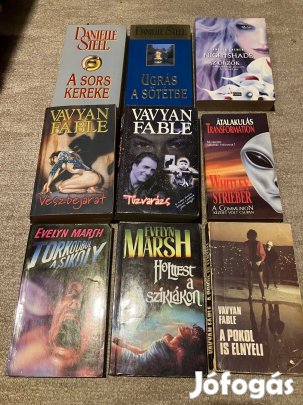 Eladó könyvek, 70 db regény