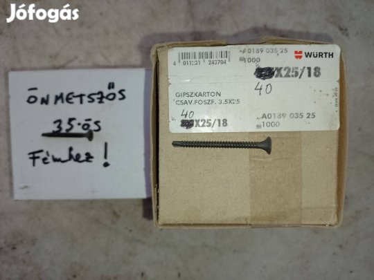 Eladó lemezcsavar gipszkartonhoz 40mm-es