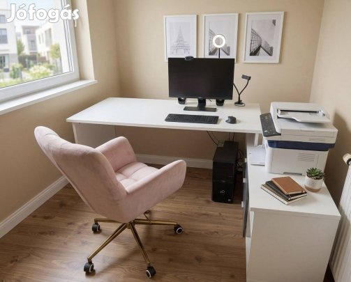 Eladó modern ,,L" alakú sarok-íróasztal tárolóval