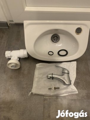 Eladó mosdókagyló + szifon+ csaptelep