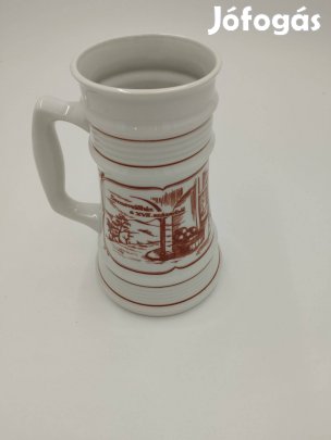 Eladó nagy méretű, retró, alföldi porcelán sörös kupa új állapotban