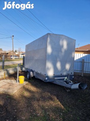 Eladó ráfutófékes Ponyvás utánfutó 4m hosszú