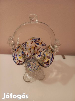 Eladó retro üveg kosár kosárka váza