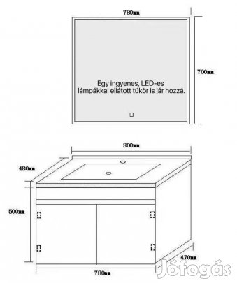 Eladó rozsdamentes acél szekrény, alu szekrényajtós mosdókagylóval és