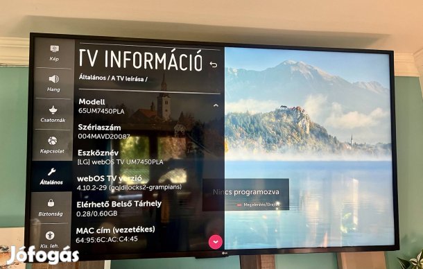 Eladó tökéletes állapotban levő LG 4K UHD 65UM7450PLA