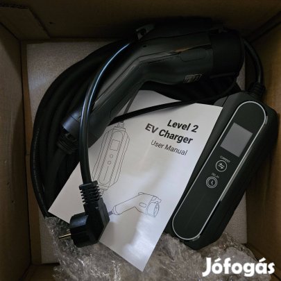Eladó új 10m EVSE EV töltő Type 1 1 fázis (3, 6kw) 6-16A EU dugó+táska