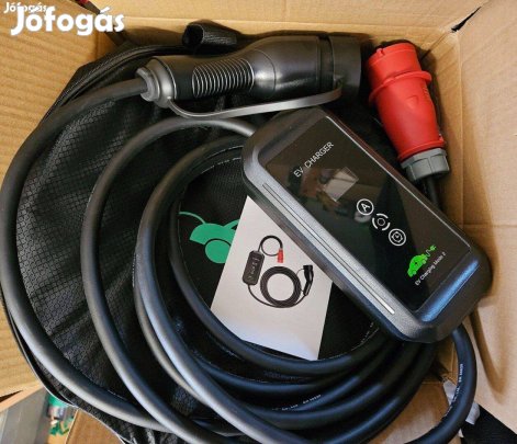 Eladó új 10m EVSE EV töltő Type 2 3 fázis (11KW) 8-16A +fali tartó és