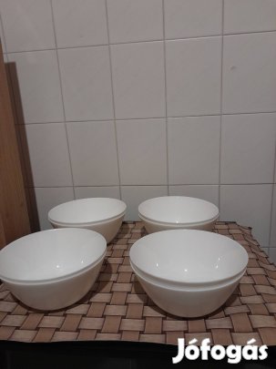 Eladó új 8db fehér opál üveg salátás vagy kocsonyás tálak 