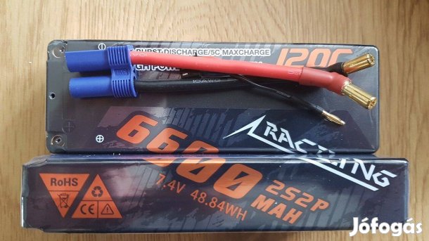 Eladó új Cnhl Racing Series 6600mAh 7.4V 2S Lipo Battery 120C Hard Cas