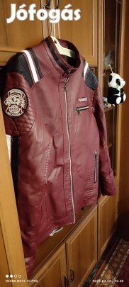 Eladó új motoros divatos bőrkabát szőrme béléssel