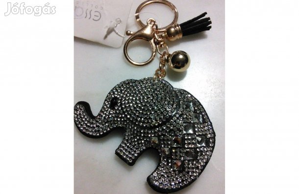 Elefánt kulcstartó strasszos 8 cm x 5 cm-es méretű elefánt függő