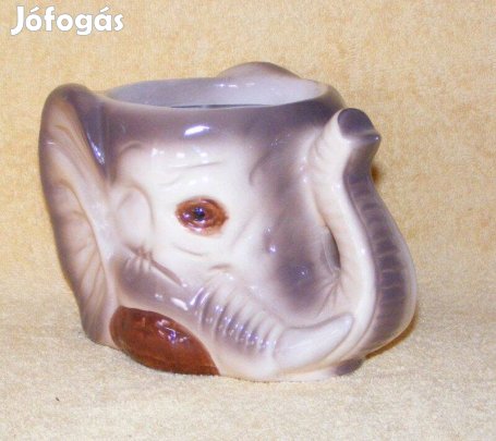 Elefánt porcelán kaspó, virágtartó