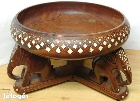 Elefántos csontintarziás gyümölcstál, kínáló Indiából