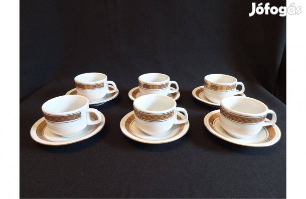 Elegáns Alföldi Arany dekoros porcelán kávés csésze készlet