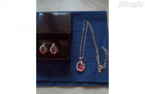 Elegáns Pink ékszer szett (fülbevaló és nyaklánc) - Új