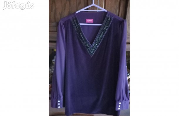 Elegáns Sötét Lila, átlátszó ujjú elegáns Together felső 38-as - Új