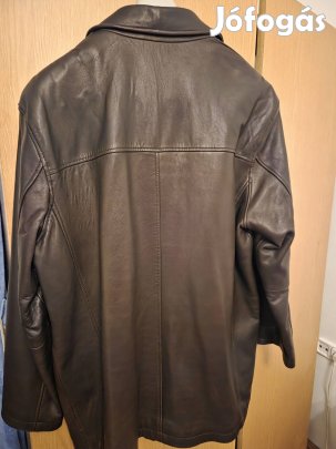 Elegáns, bélelt, férfi, valódibőr kabát.