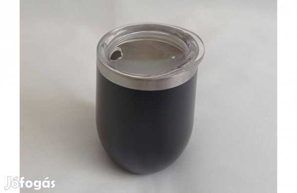 Elegáns, duplafalú fekete to-go acélpohár * Űrtartalom: 380 ml