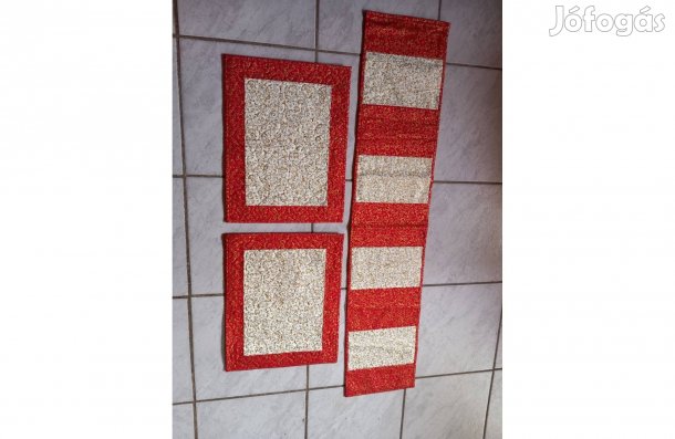 Elegáns arany-bordó Asztali futó és 2 db tányéralátét szett - Új