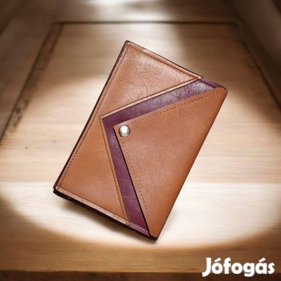 Elegáns geometrikus bőr kártyatartó - Egyedi színkombináció