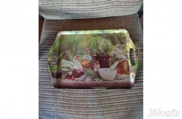 Elegáns gyógynövényes műa. tálca 45 x 35 cm - Teljesen új