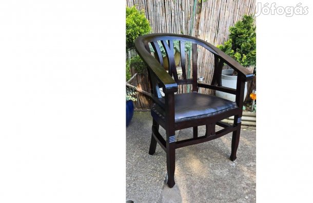 Elegáns mahagóni bőrbetétes karfás szék- íróasztalszék