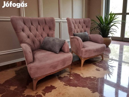 Elegáns mályva színű Alcantara hasított bőr jellegű fotel pár