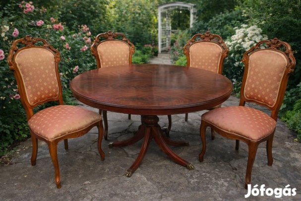 Elegáns minőségi kerek étkezőasztal 4 szekkel.