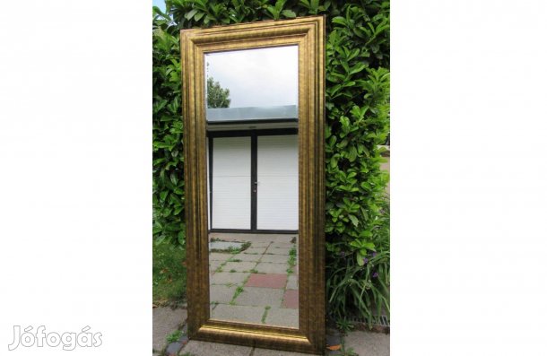 Elegáns nagy csiszolt üveggel széles fa keretes fali tükör 180×80