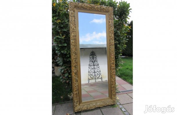 Elegáns nagy csiszolt üveggel széles keretes fali tükör 215×95