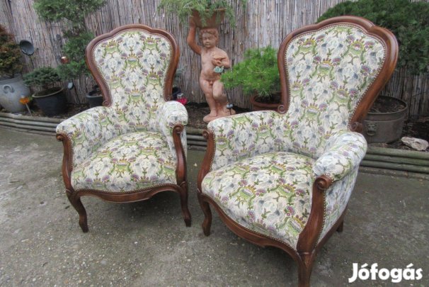 Elegáns neobarokk fotel - szék párban felújítva
