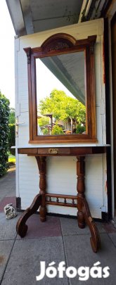 Elegáns ónémet tükör konzollal márványlappal