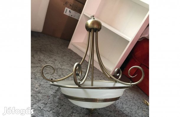 Elegáns vintage stílusú fém-tejüveg mennyezeti lámpa 10.000 Ft