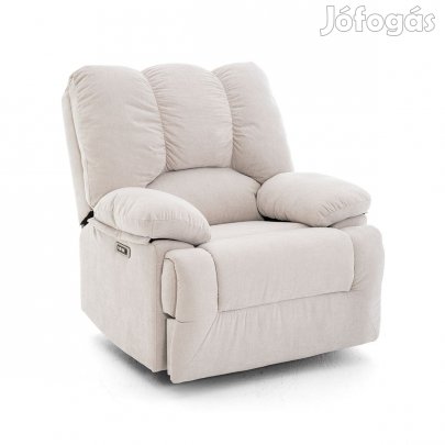 Elektormos relax fekvőfotel bézs zsenília szövet (JN-D8118A30)