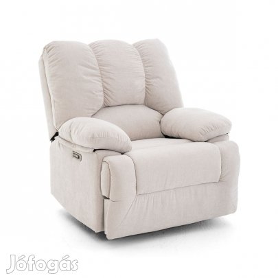 Elektormos relax fekvőfotel bézs zsenília szövet (JN-D8118A30)