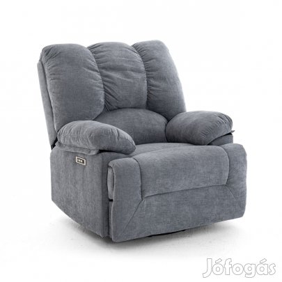 Elektormos relax fekvőfotel szürke zsenília szövet (JN-D8118A30)