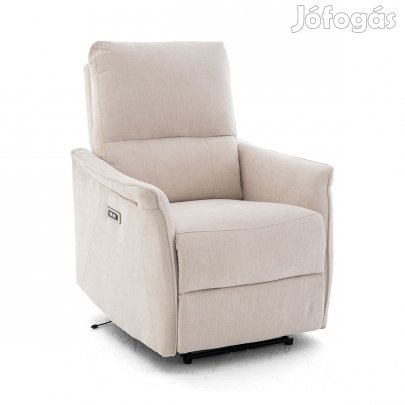 Elektromos, dönthető relax fekvőfotel, zsenília szövet (bézs)