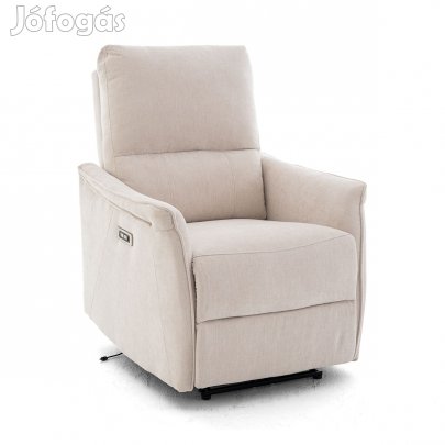 Elektromos, dönthető relax fekvőfotel, zsenília szövet (bézs)