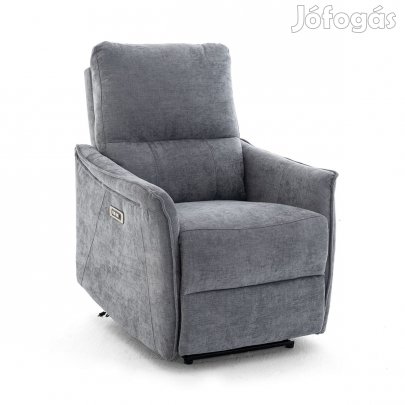 Elektromos, dönthető relax fekvőfotel, zsenília szövet (szürke)