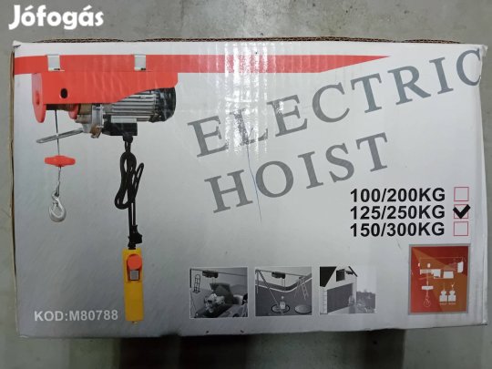 Elektromos csörlő 125-250kg 500W 12mx3mm M80788 Új!