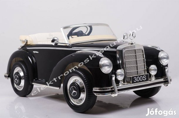 Elektromos kisautó - Mercedes-Benz 300S lakk fekete 12V-os 1személyes