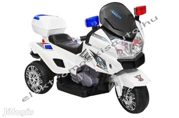 Elektromos kismotor - Fehér Sport rendőrmotor 12V-os