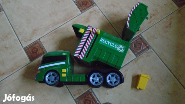 Elemes Óriási Kukásautó - Recycle - sárga kukával együtt - újszerű