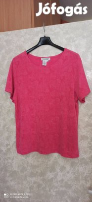 Élénk rózsaszín rövid ujjú nyomott mintás felső