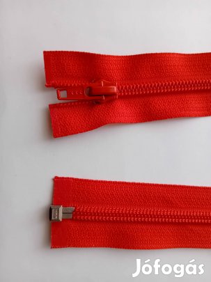 Élénkpiros nyitható cipzár, új, kétféle méretben