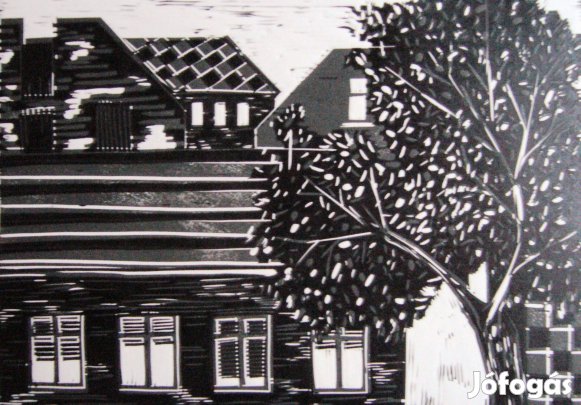 Éles Bulcsú - Szürkület (2013, linómetszet, 245×350 mm)