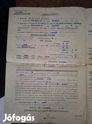 Életbiztosítási kötvény 1938