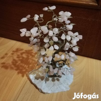 Életfa, szerencsefa rózsakvarc dísztárgy