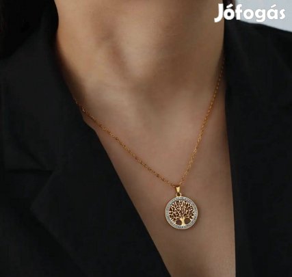 Életfa arany színű nemesacél nyaklánc